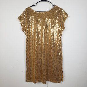 Gold Sequin shift Dress - M